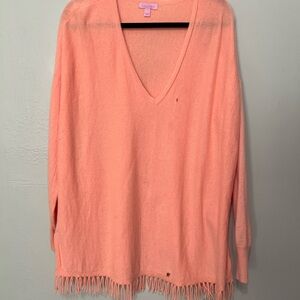 Lilly Pulitzer Alessandra Cashmere Tunic Peach Soft Oversized Slouchy Layering L